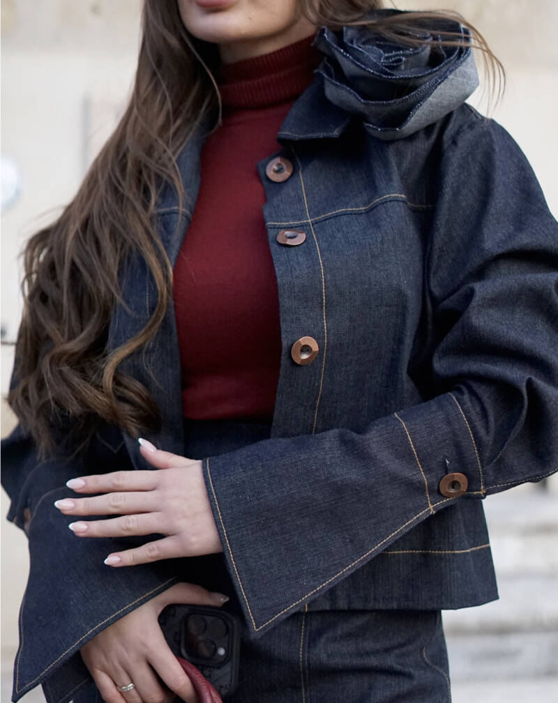 Дънков сет Denim Rose детайли близък план